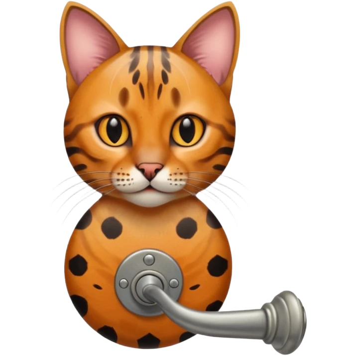 A bobtailed bengal turning a doorknob emoji