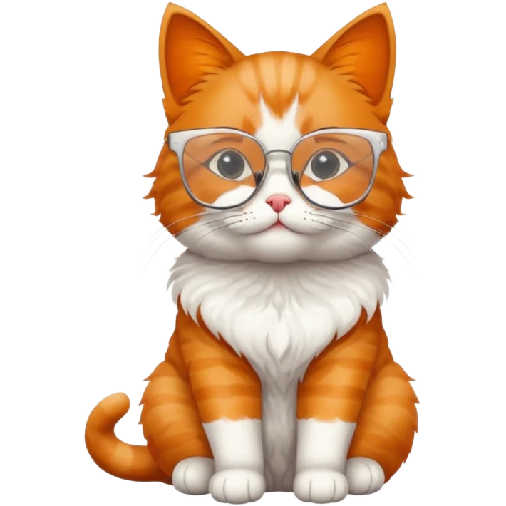 cat full body wearing glasses with clear square modern frames emoji