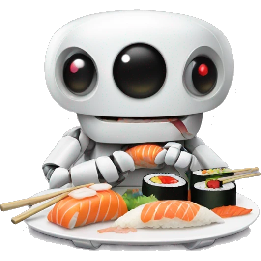 Robot eating sushi emoji
