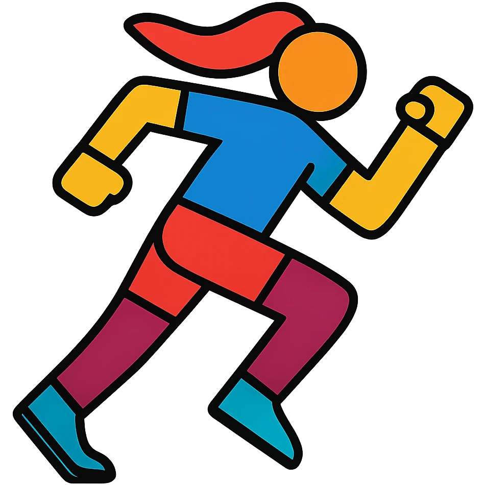 a running figure symbolizing movement, dynamic and energetic style with vibrant colors emoji