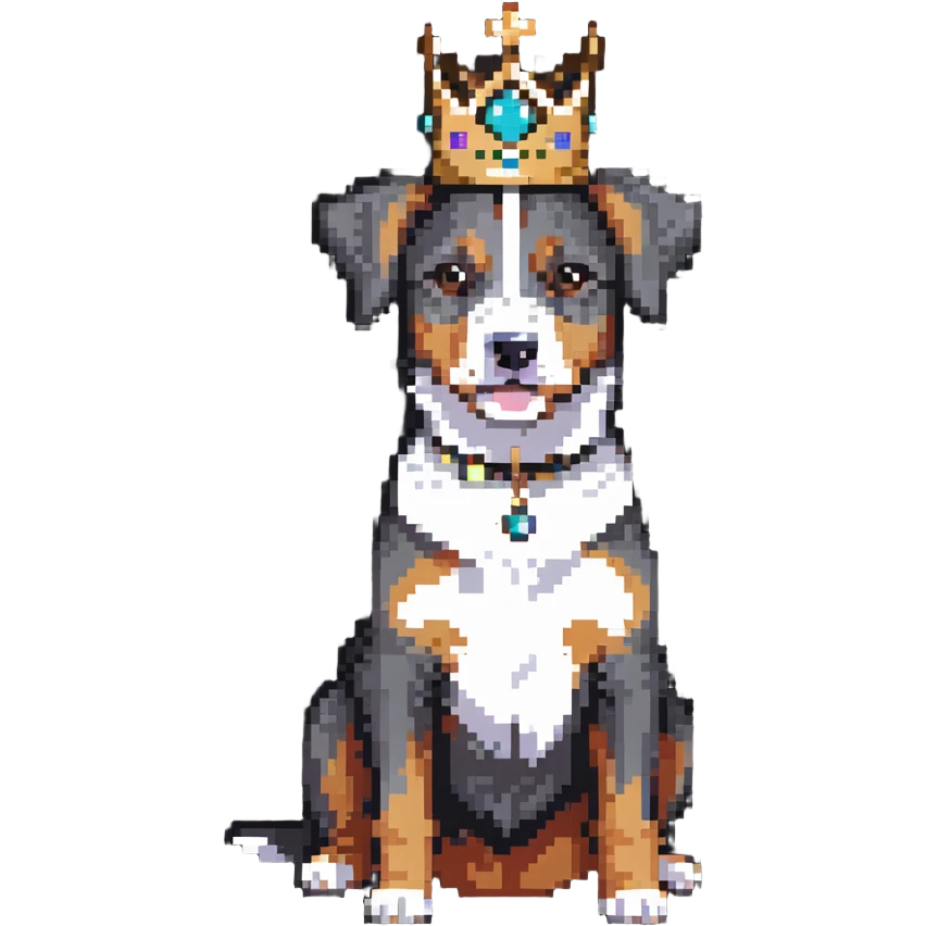 dog wearing a crown, playful pose emoji