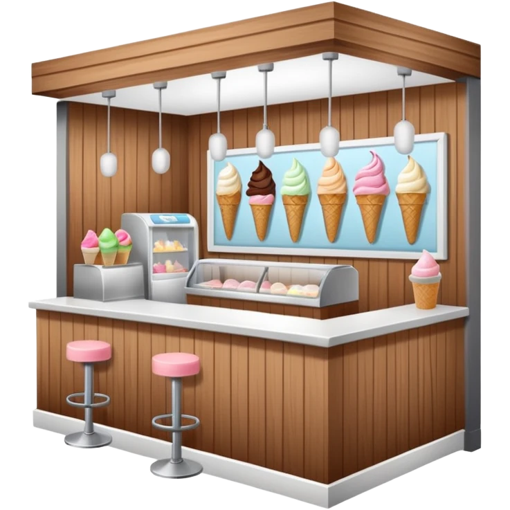 ice cream store at an angle, modern building wood, gray, white materials modern, at an angle emoji
