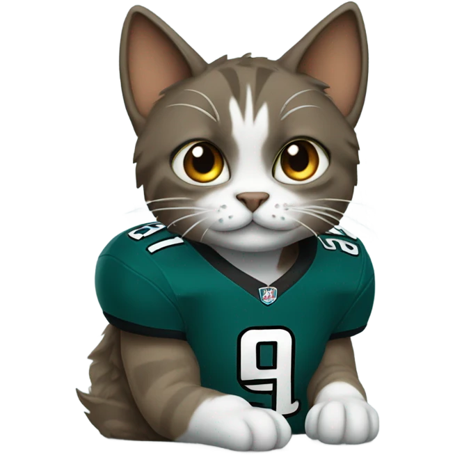 Cat wearing an eagles Jersey emoji