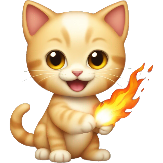kitten holding flare that is on fire emoji