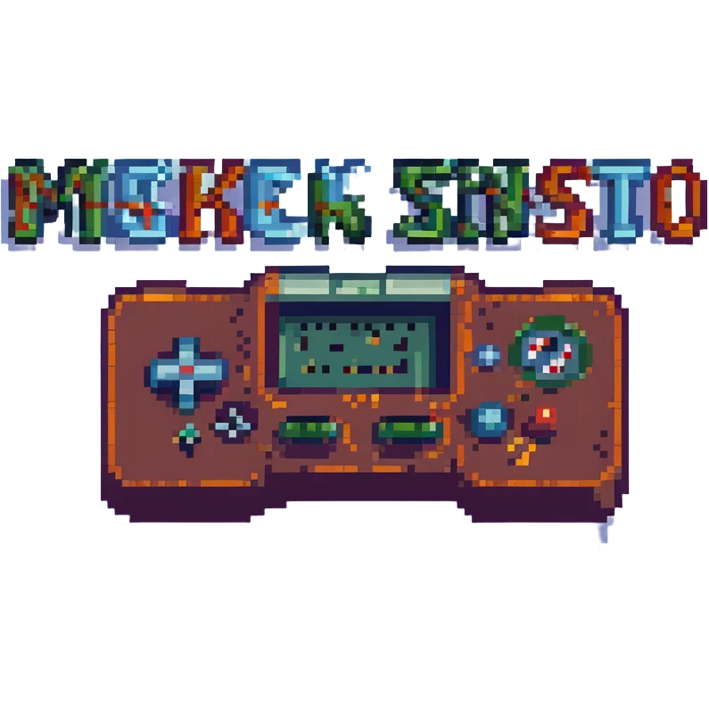 the words 'MARK SINIESTRO' in bold, stylized pixel art, retro video game font, vibrant colors emoji