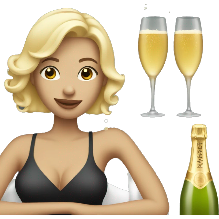 Woman with blond hair drinking champagne emoji