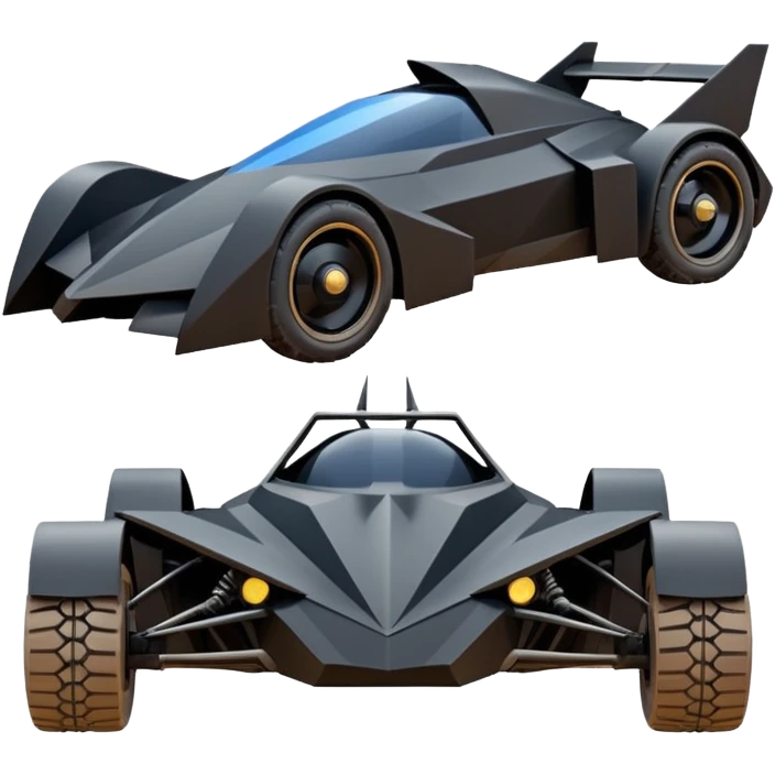  the animated series aerodynamic futuristic Batmobile loosely based on 1936 school bus (flat long straight faceted mechanical body) stealthy town hot rod desert sand racing buggy  emoji