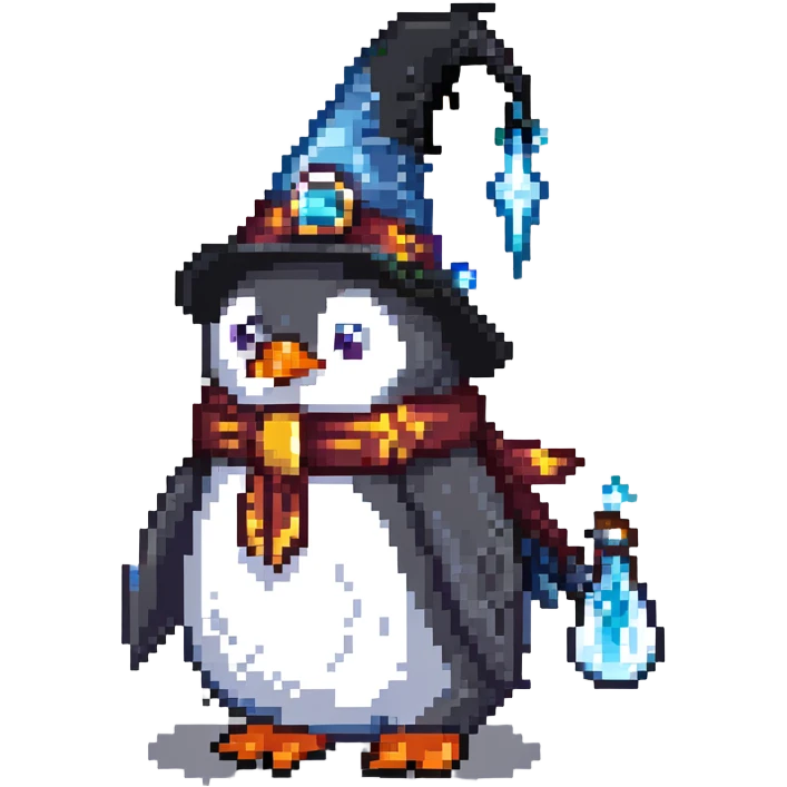 penguin wizard with ice magic emoji