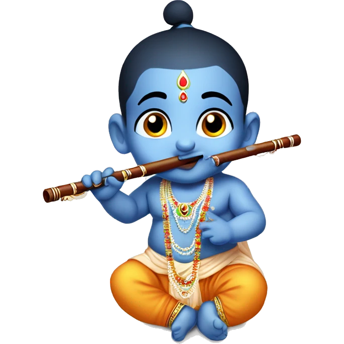 Cute little baby krishna with flute emoji and generate name Happy Janmasthami from Ronark Patel emoji