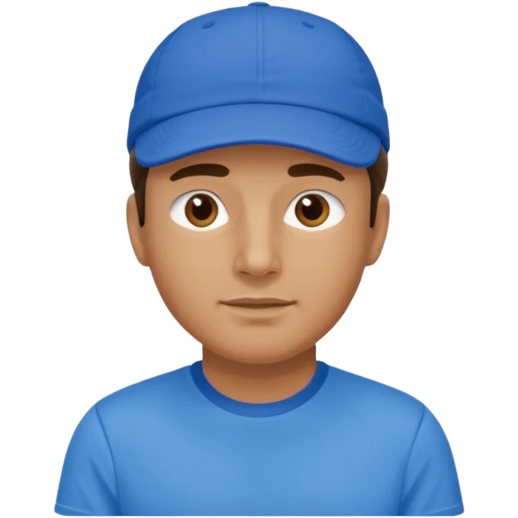 blue tennis hat and blue tshirt man emoji
