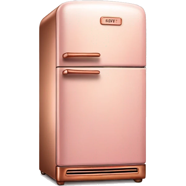 Realistic pastel pink and metallic copper vintage fridge.  emoji