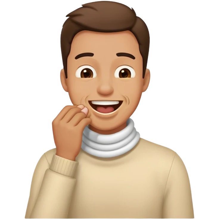 man holding throat laughing emoji