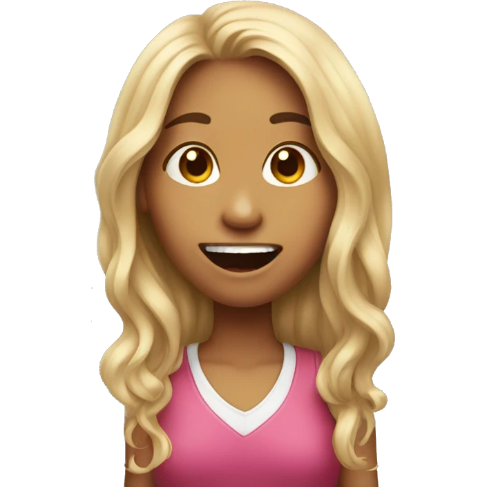 girl with long hair tongue out emoji