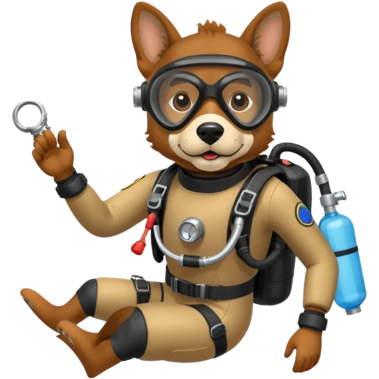 dog wearing scuba gear dive into the sea with diver mask and oxygen tank emoji