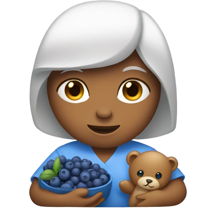 Teddy bear emoji as a female with blueberries in her hands emoji