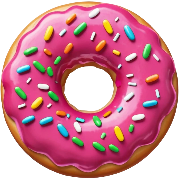 Pink glazed donut with sprinkles emoji