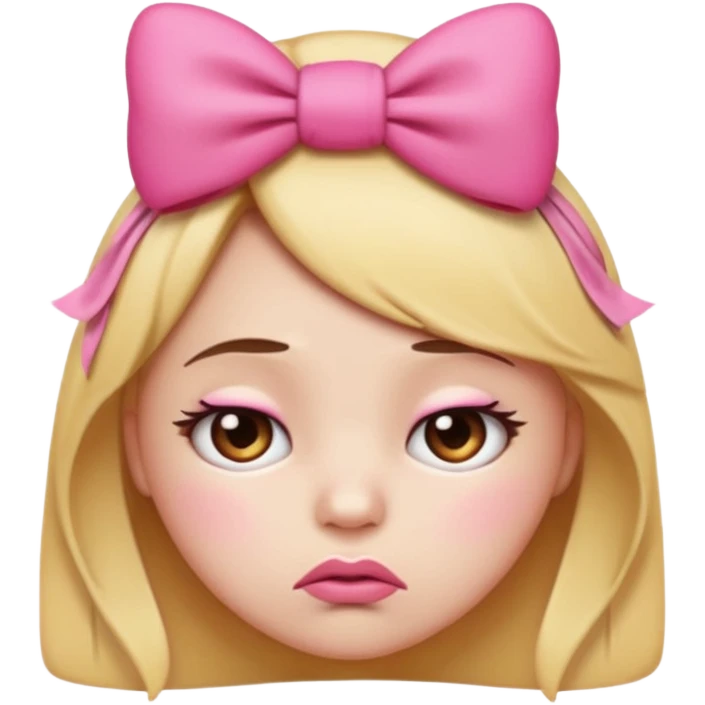 Pouting emoji with pink bow on head emoji