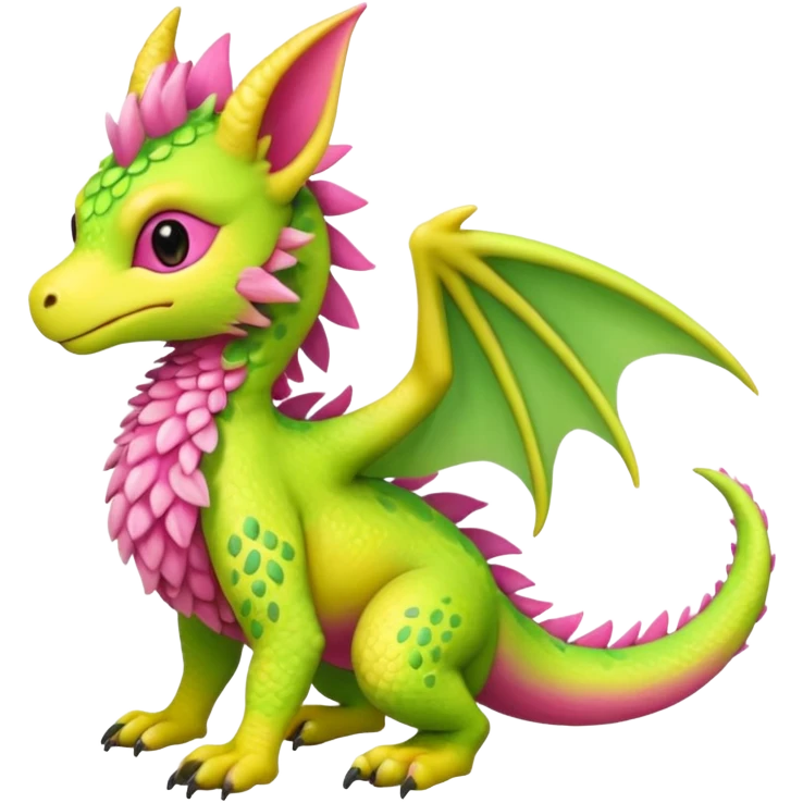 Strawberry-Lime-Lemon-themed "Dutch Angel Dragon"-"Vernid"-"Trico"-furry-Fakémon-hybrid-creature (full body) emoji