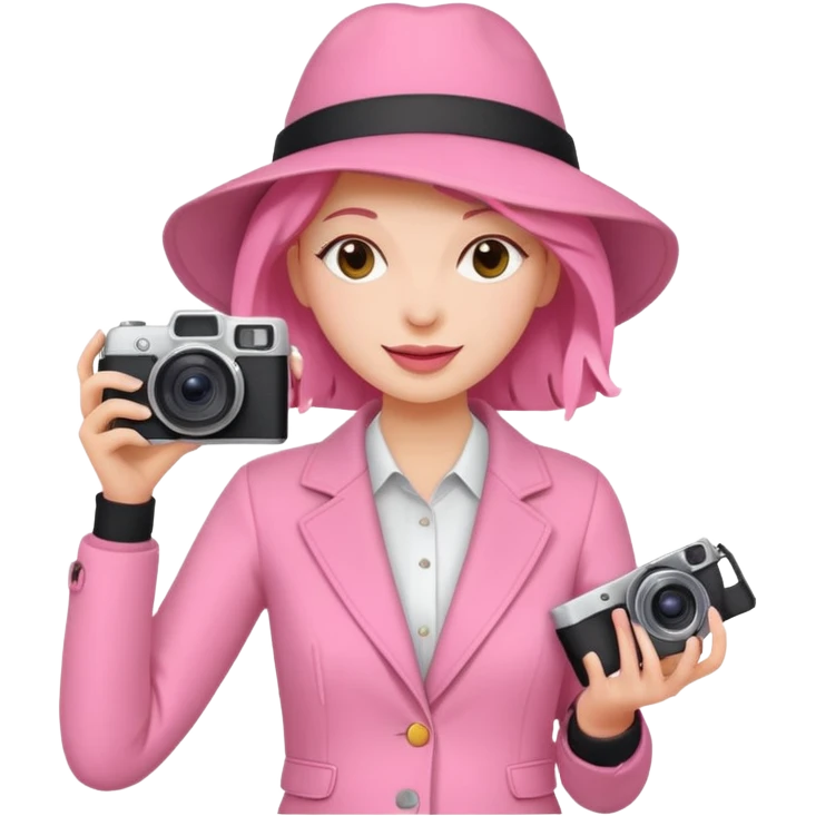 cheerfull pink women with digicam emoji