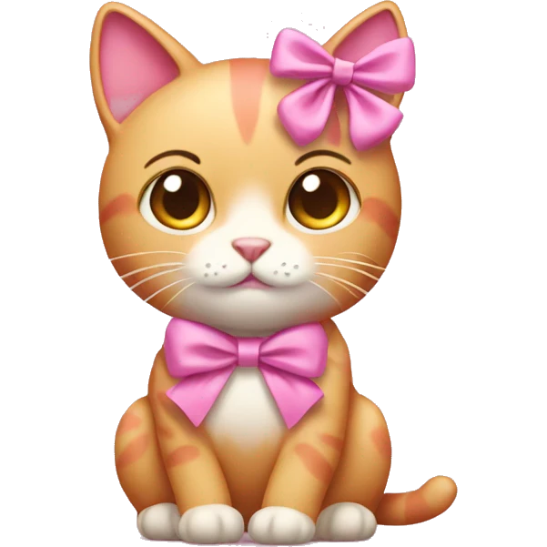 Pink cat with a bow on her ear emoji