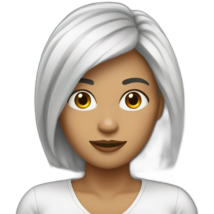 Mujer piel blanca 42 años cabello negro de lado emoji