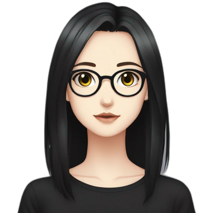 Anime+eyes-goth-girl-dark-hair-with-glasses-black-tshirt+perfectly-centered emoji