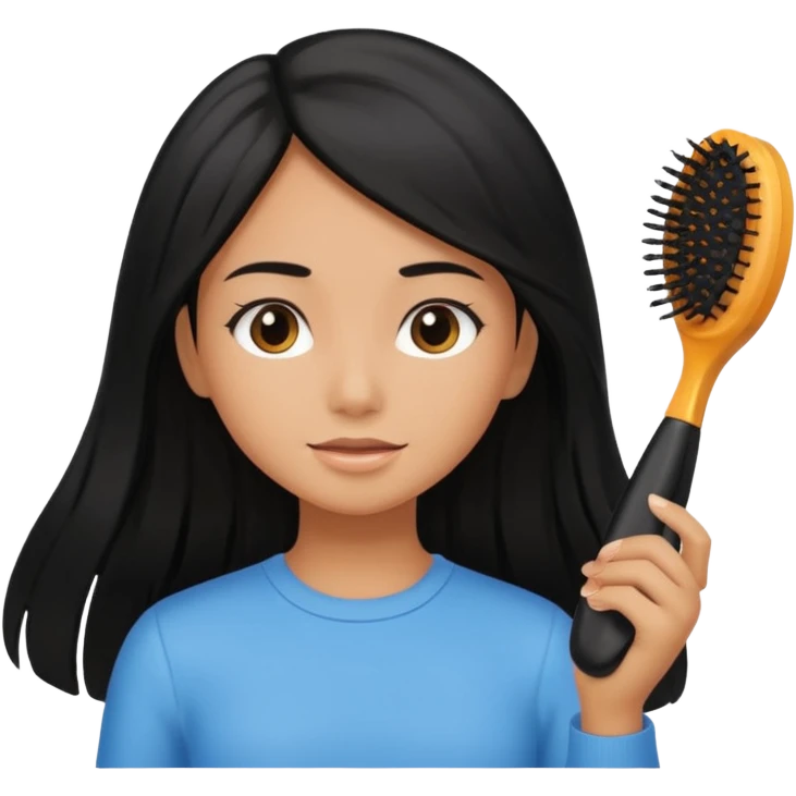 chica cuidando su cabello con productos  emoji