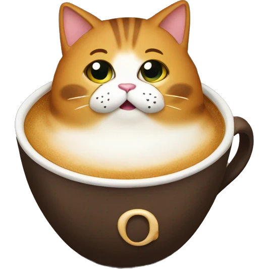 fat cat sitting in the coffee emoji