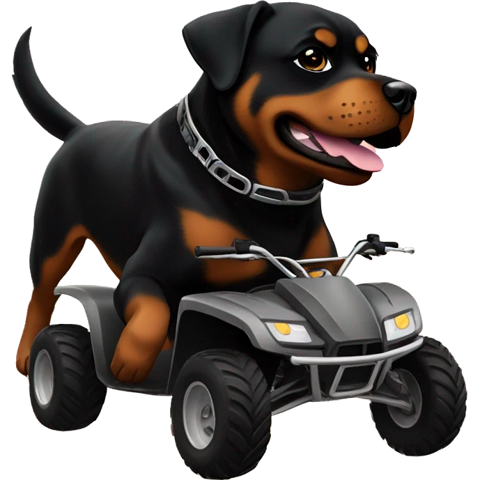 Rottweiler riding a 4 wheeler into the sunset emoji