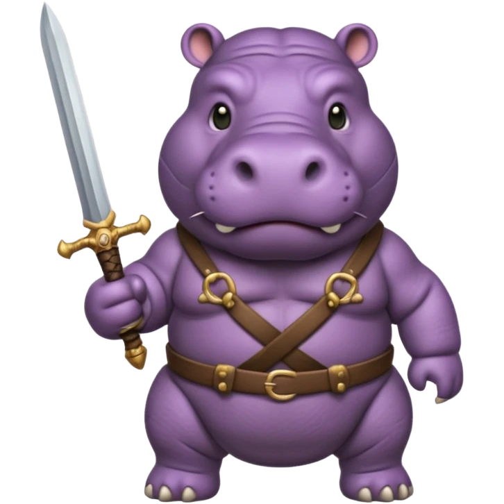 hippo with sword strapped to his front emoji