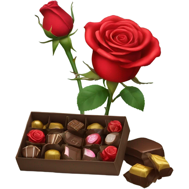 Red rose and chocolates  emoji