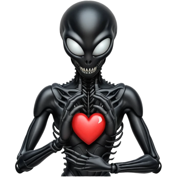 black xenomorph from the movie Alien making heart sign emoji