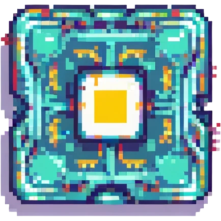 pixelated AI chip with sparkles, pixel art style, futuristic technology theme emoji