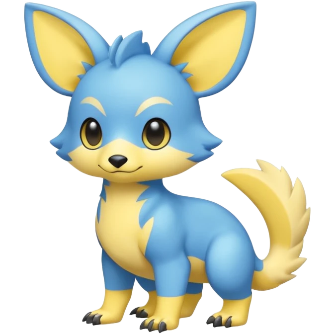 Cute cool blue yellow animal hybrid Fakemon full body emoji