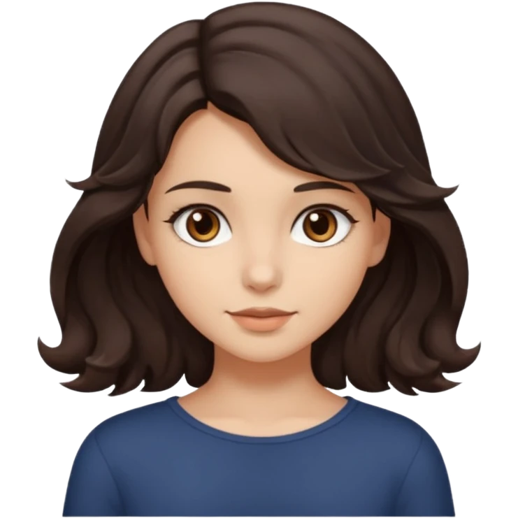 Make a girl with shoulder length wavy very dark cool toned brown hair with brown  emoji