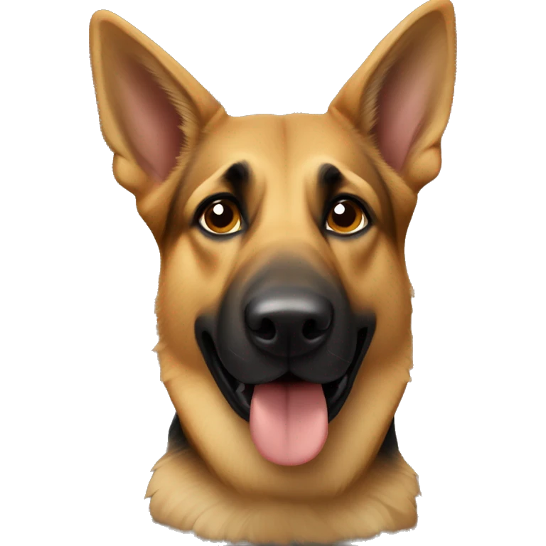 German shepherd with Hugh’s emoji