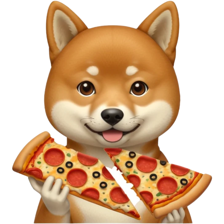 Shiba Jasper eating pizza emoji