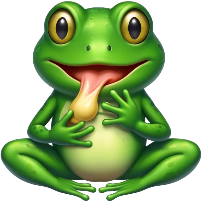 A frog swallowing his own hand emoji