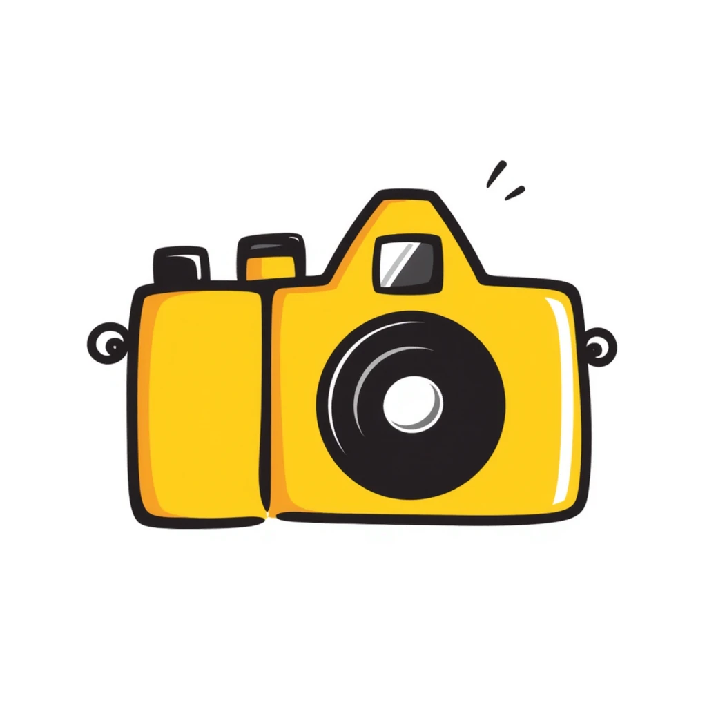 Hand-drawn vintage Kodak camera with yellow casing emoji