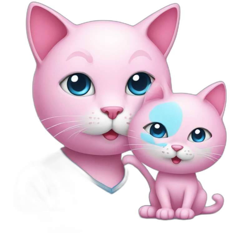 A pink cat and a Blue mouse emoji