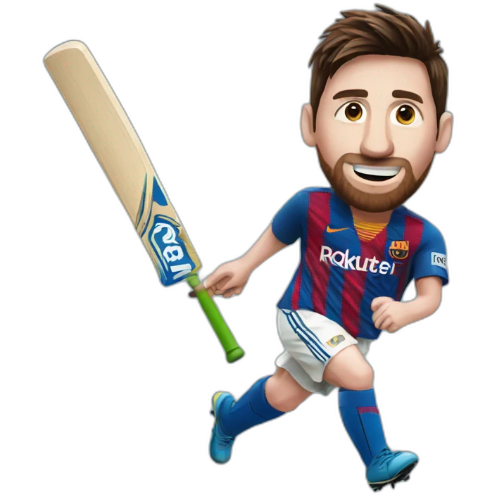 Messi playing cricket emoji