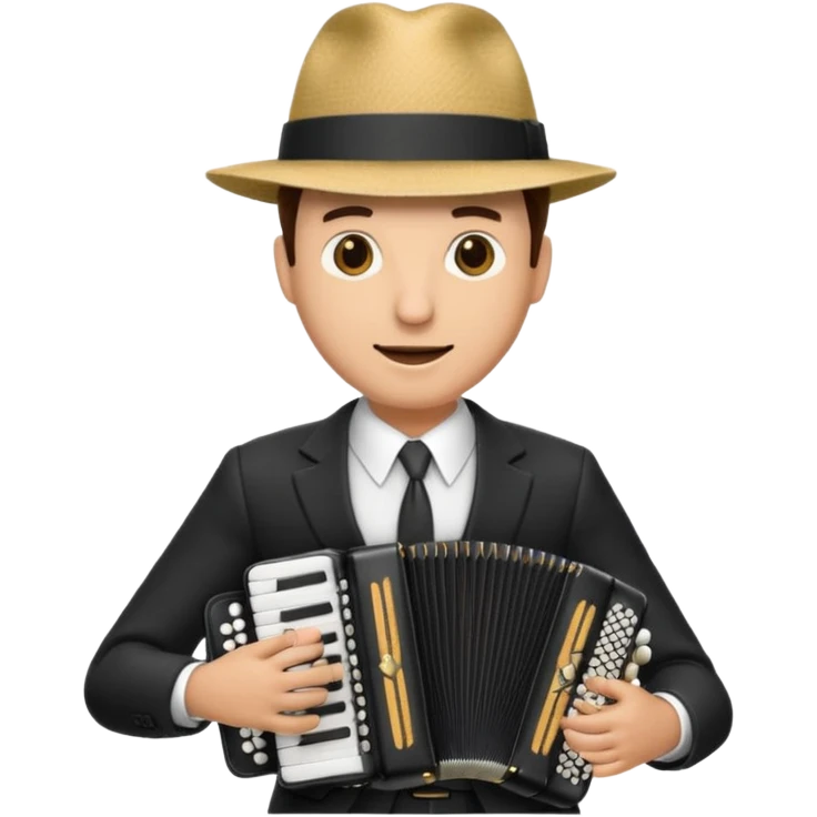 Man with suit and panama hat playing accordion  emoji