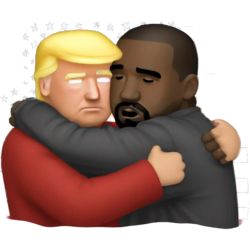 Trump cuddling with Kanye emoji