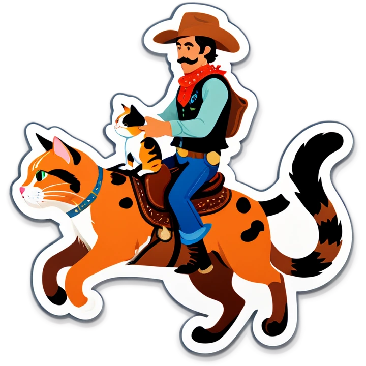 Cowboy riding a cat emoji