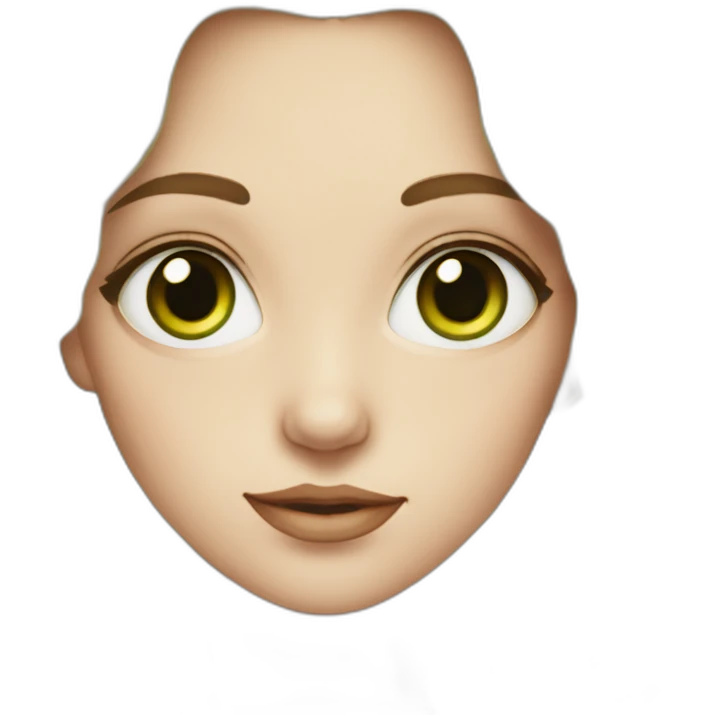 white woman with green eyes and wavy medium dark hair and big eyes with long eyelashes emoji