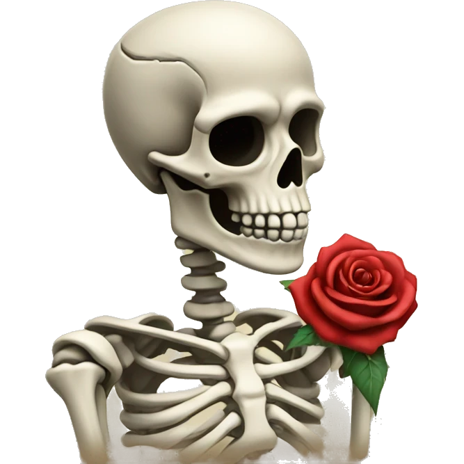 Skeleton with rose emoji