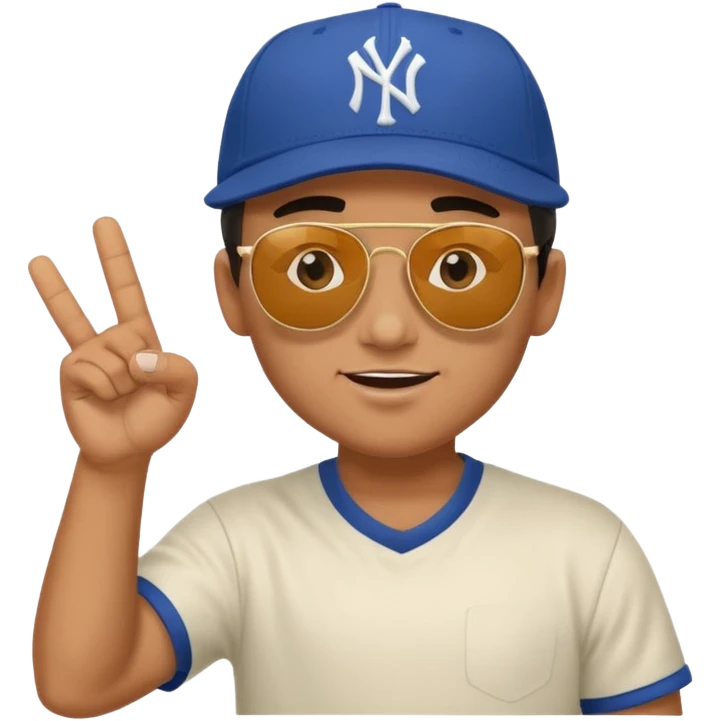 Cool hip guy with NY baseball cap and sunglasses flipping someone off emoji