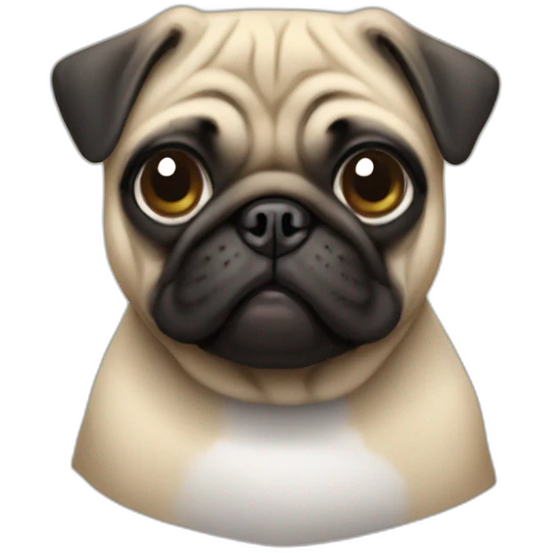 pug wearing a t-shirt emoji