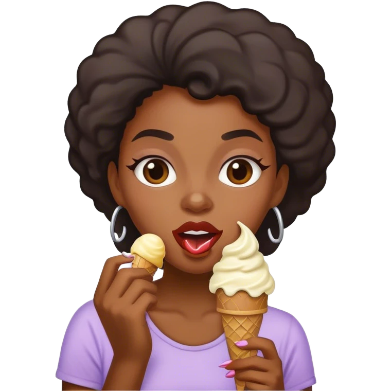 une femme noir qui mange une glace emoji