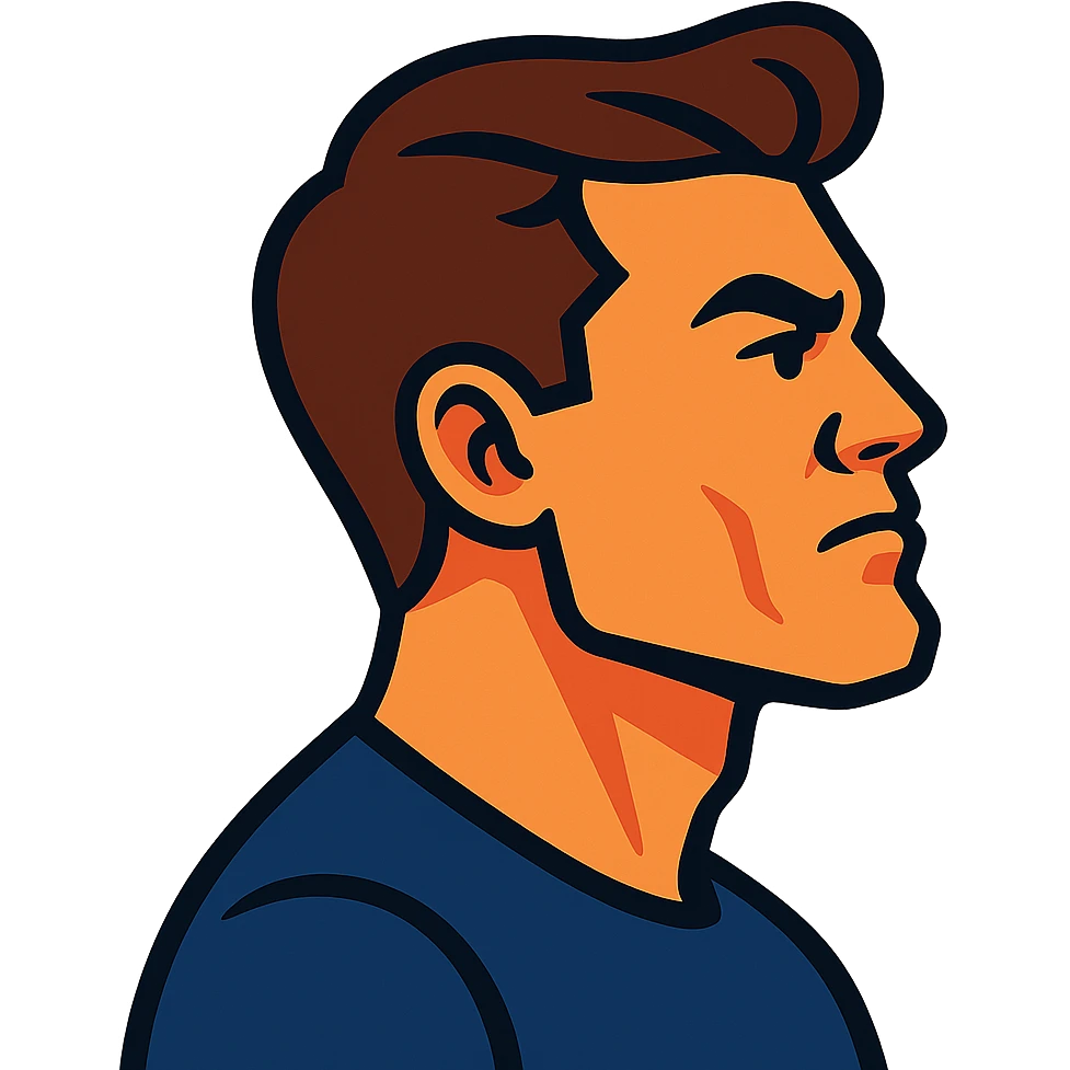 person mewing, clear jawline emphasis emoji